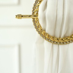GOLD 2 Plastic 6″ Braided Design CURTAIN TIE Backs Acrylic Crystals Party Events