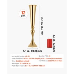 Uimoso 12 PCS Tall Trumpet Flower Vases 21.7in for Wedding Table Centerpieces