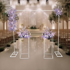 6.56ft Wedding Balloon Stand with 2 Flower Stands, Durable Metal Backdrop