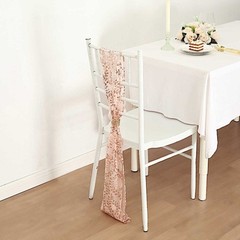 5 ROSE GOLD Embroidered Sequin CHAIR SASHES Party Events Decorations