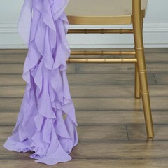 Lavender Premium Curly Chiffon CHAIRS Covers Cap SASHES Bows Ties Wedding