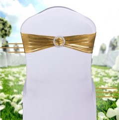 Shiny Spandex Chair Bands Sashes Metallic Hot Pink Wedding Party Decoration