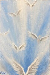 Angel wings,Guardian Angel,original painting,white,blue,wall art,religious art