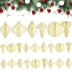 Nezyo 12 Pcs Christmas Paper Honeycomb Balls Party Pom Poms Special-Shaped De…