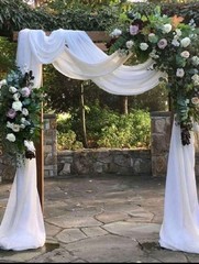 10 Chiffon Wedding Arch Decorative Drape Curtain Panel White 157.5 x 27.6 in