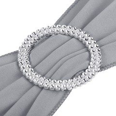 25Pcs 14″x5″ Stretch Chair Sashes Bows Chair Bands Sash with Buckle Light Gray