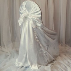 9 White SATIN UNIVERSAL CHAIR COVER FABRIC Wedding Reception Slipcover / yardage
