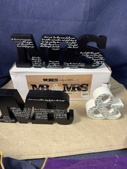 Mr and Mrs Signs – MDF Table Decorations Freestanding Letters – Wall Hangers