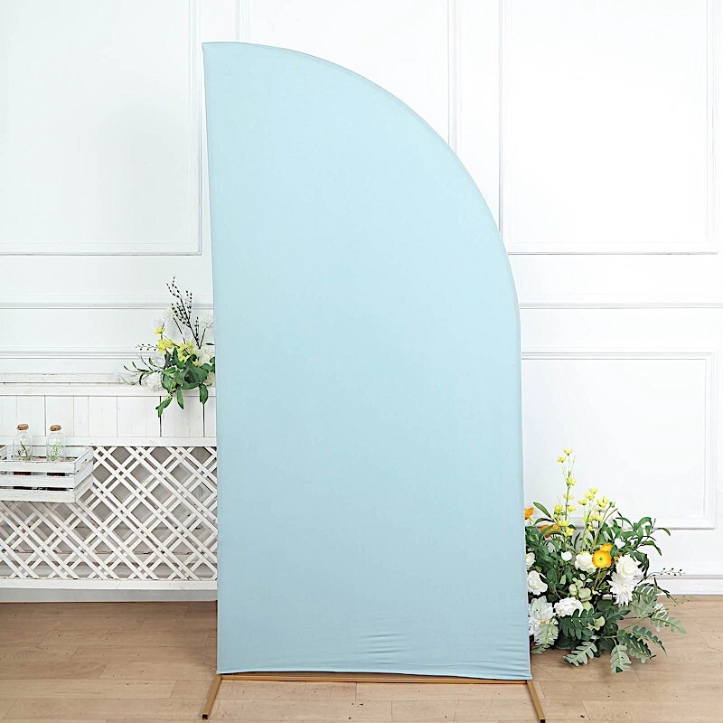 7 ft x 3 ft DUSTY BLUE Matte Fitted Spandex Half Moon Arch Stand Cover Wedding