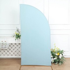 7 ft x 3 ft DUSTY BLUE Matte Fitted Spandex Half Moon Arch Stand Cover Wedding