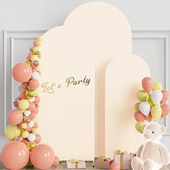 Set of 3 Wedding Arch Cover Spandex Fitted Wedding Arch 4FT, 5FT, 6FT Beige