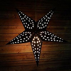 Quasimoon 24″ Solid Red Cut-Out Paper Star Lantern, Hanging Decoration by Pap…