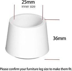 4 PCS White Round Rubber Chair Leg Caps Tips, Vinyl Rubber End Kits, Soft Touch