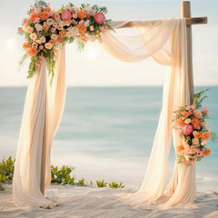 H 6/10m Chiffon Fabric Curtains Wedding Bow Ceremony Reception Party Stage