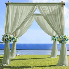 DUSTY GREEN 5ft x 14ft Premium Chiffon SHEER CURTAIN Window Drape Panel Party