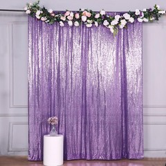PURPLE 8 ft x 8 ft Sequined Backdrop Curtain Wedding Party Booth Decorations