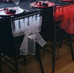 50 Sheer White Organza CHAIR SASHES Wedding Reception Decorations