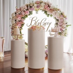 White Metal Pedestal Stands Dessert Cake Display Pillar for Wedding Birthday US