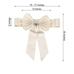 5 Ivory Reversible Satin Faux Leather Bow Tie Party Chair Sashes with Buckles