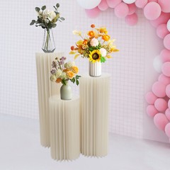 3xWhite Cardboard Flower Stands Wedding Decor Display Flower Stand & PVC Plates