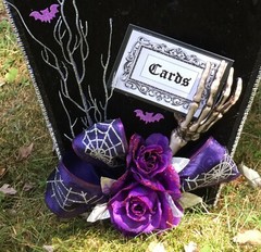 Halloween Wedding card box,coffin,skull,black,gothic,fabric,personalized,purple