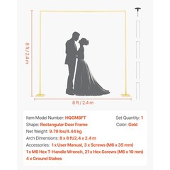 Uimoso Wedding Metal Arch Backdrop Stand Square 8 x 8 ft for Party Events Decor