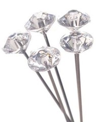 100 BLUE DIAMOND PINS WEDDING BOUQUET FLORAL JEWELRY CORSAGE PIN BRIDAL FLOWERS