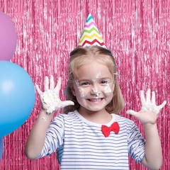 3 Pack Pink Backdrop Birthday Party Decorations Tinsel Foil Fringe Curtains B…