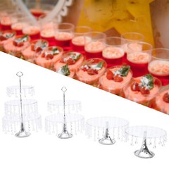 4-Piece Silver Round Cake Stand Set Detachable Metal Dessert Display