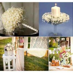 5Meters Shimmering Pearl Garland 3-8mm Crafting String Wedding Bouquet DIY Decor