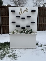 Wedding Backdrop White Black Gold Green with Decorative Flowers Reusable