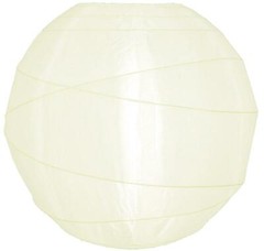 12″ Irregular Ribbed Beige / Ivory Nylon Lantern, Hanging Decoration, Durable