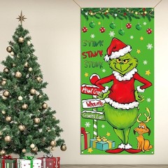 Green Christmas Door Cover Welcome Birthday Party Decorations Winter Holiday …