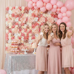 3D Flower Wall Backdrop 6 Pack, 24X16 Inch Blush Pink & Ivory Artificial Rose Pa