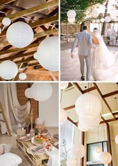Mudra Crafts Mixed Size Round Chinese White Paper Lanterns Hanging Decor | 10…