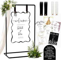 Wedding Sign Holder, Adjustable Welcome to Our Wedding Sign Stand W/Design Bundl
