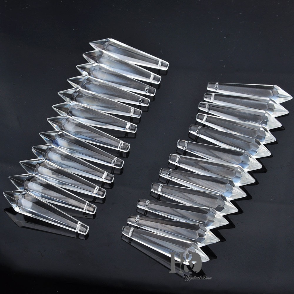 50PCS LARGE CLEAR CHANDELIER GLASS CRYSTALS LAMP PRISMS PARTS HANGING DROPS 55MM