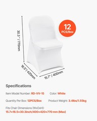 VEVOR 12PCS White Stretch Spandex Folding Chair Covers for Wedding Party Dining