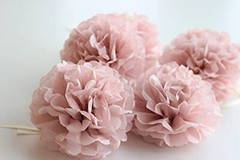 Set of 9 Dusty Rose Mauve Pink Tissue Pom Poms Paper Flowers Wall Backdrop Ce…