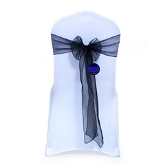 100 Black Organza Chair Sash Bow for Wedding Banquet Party Event Deco -Free Ship