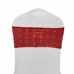 10/25/50/100Pcs Spandex Stretch Sequin Chair Sashes Bow Band Wedding Party Decor