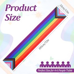 Rainbow Table Runner, 13″ x 72″ Pride Month Table Runner Rainbow Tablecloth