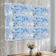 12PCS Artificial Flower Wall Panels White+Blue Dreamlike Flower Wall Backdrop