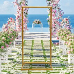 Wedding Square Archway Backdrop Stand Metal Arch Frame Flower Balloon Decor Gold