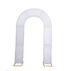 8ft SILVER Shimmer Fitted Spandex Open Arch Double Sided Backdrop STAND COVER