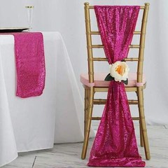Extra Wide FUCHSIA Premium Sequined Chair Sashes Wedding Events Decorations