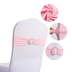 25/50/100 – Spandex Stretch Chair Sash Elastic Bow with Buckle