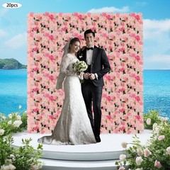 20 Pieces Flower Wall Panel Artificial Floral Backdrop Wall Decoration Backdrop