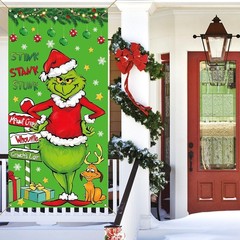 Green Christmas Door Cover Welcome Birthday Party Decorations Winter Holiday …