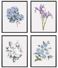 Locomiss Watercolor Floral Wall Art Posters, Rustic Cottagecore Hydrangea Iri…
